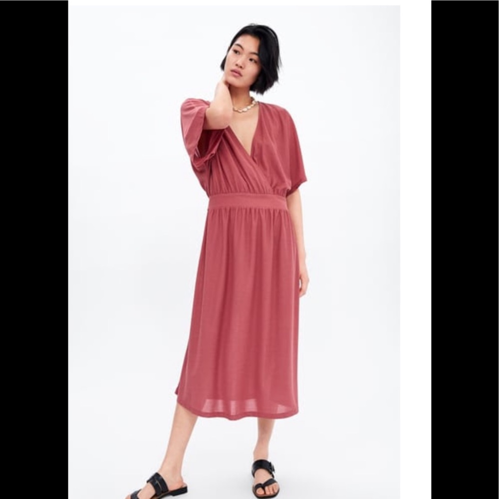 Zara blush v neck dress